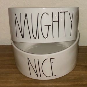 Rae Dunn Naughty & Nice 6 inch Dog Bowls
